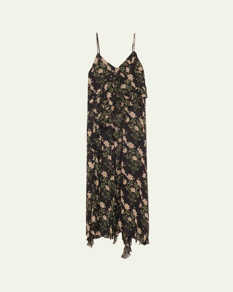 Elizabeth Floral-Print Ruffle Midi Dress